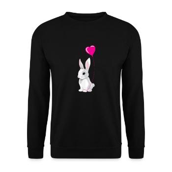 Cute happy rabbit with pink balloon - Unisex Sweatshirt - black - Front - Alina (178cm) & Michal (187cm)