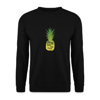 MESSY HAIR WHO CARES - Unisex Sweatshirt - black - Front - Alina (178cm) & Michal (187cm)