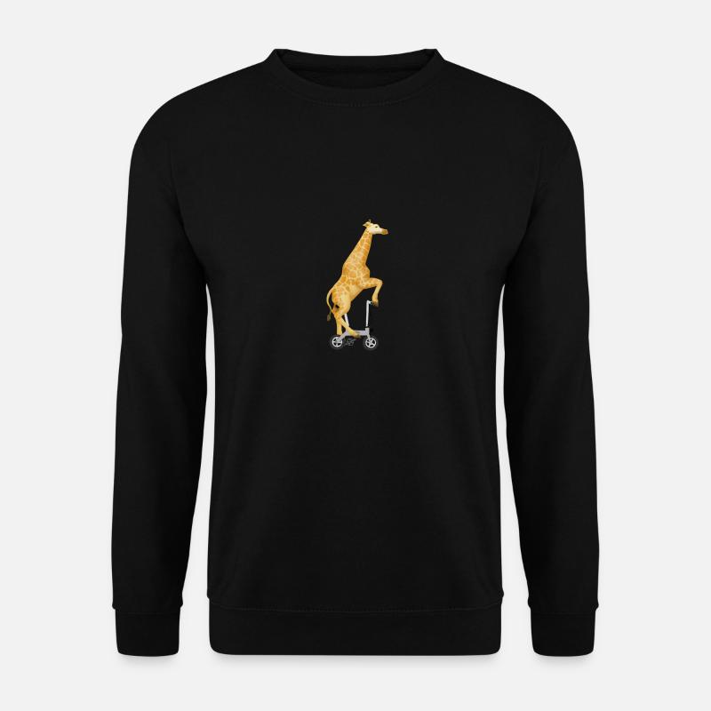 Giraffe auf dem Klapprad - Unisex Pullover - Schwarz