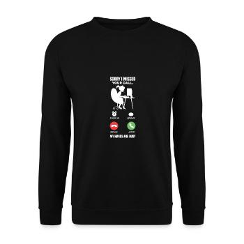 Sorry I Missed Your Call My Hands Are Busy Video G - Unisex Pullover - Schwarz - Vorne - Alina (178cm) & Michal (187cm)