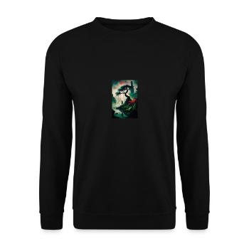Stunning Minimalistic Japanese Landscape painting - Unisex Sweatshirt - black - Front - Alina (178cm) & Michal (187cm)