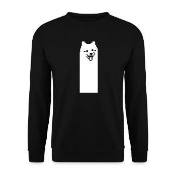 Doge Meme – Kultiger Internet-Hund im Retro 8-Bit  - Unisex Pullover - Schwarz - Vorne - Alina (178cm) & Michal (187cm)