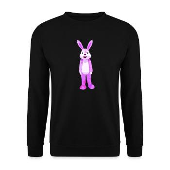 Lila Hase Cartoonfigur Motiv - Unisex Pullover - Schwarz - Vorne - Alina (178cm) & Michal (187cm)