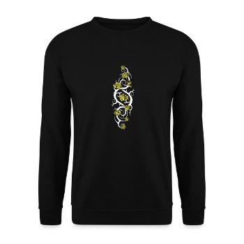 rosier tribal 1 blanc roses jaunes - Sweat-shirt Unisexe - noir - Devant - Alina (178cm) & Michal (187cm)
