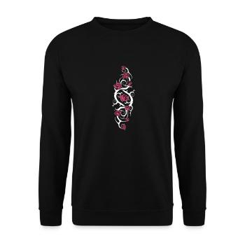 Tribal Rose 1 weiße rosa Rosen - Unisex Pullover - Schwarz - Vorne - Alina (178cm) & Michal (187cm)