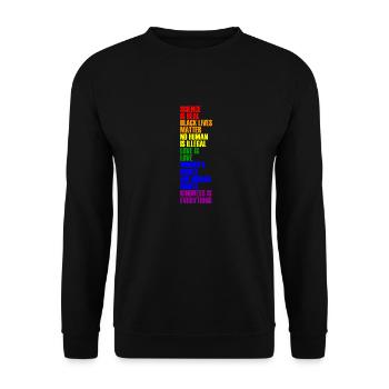 L’enfant est tout - L’amour est l’amour - Citations - Sweat-shirt Unisexe - noir - Devant - Alina (178cm) & Michal (187cm)