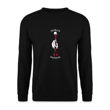 storchheinarcomic weisseSchrift helm - Unisex Pullover - Schwarz - Vorne - Alina (178cm) & Michal (187cm)
