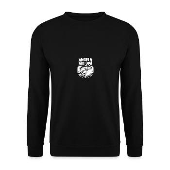 Angeln mit Opa Opas Angelbuddy Angelguide - Unisex Pullover - Schwarz - Vorne - Alina (178cm) & Michal (187cm)