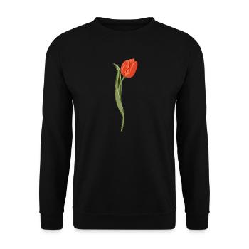 Vivid Red Tulip Illustration - Unisex Sweatshirt - black - Front - Alina (178cm) & Michal (187cm)