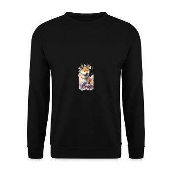 Japanese dog Shiba Inu portrait flowers - Unisex Sweatshirt - black - Front - Alina (178cm) & Michal (187cm)