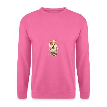 japanisch Hund Shiba Inu Porträt Blumen Lächeln - Unisex Pullover - Pink - Vorne
