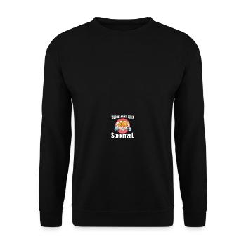 Tausche Arbeit gegen Schnitzel - Unisex Pullover - Schwarz - Vorne - Alina (178cm) & Michal (187cm)