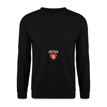 Support your Local Leberkäse Dealer - Unisex Pullover - Schwarz - Vorne - Alina (178cm) & Michal (187cm)