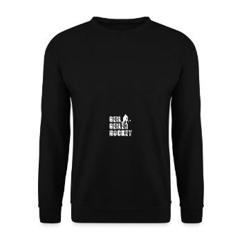 Geil Geiler Hockey Geschenk Hallenhockey Verein - Unisex Pullover - Schwarz - Vorne - Alina (178cm) & Michal (187cm)