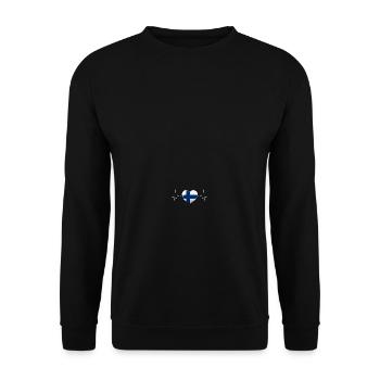 Finnland Flagge Herzschlag Urlaub Geschenk - Unisex Pullover - Schwarz - Vorne - Alina (178cm) & Michal (187cm)