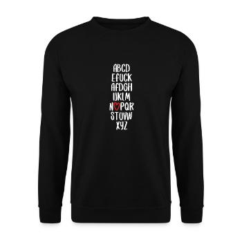 ABC Spruch fuck AFD Politik Wahlkampf Schrift - Unisex Pullover - Schwarz - Vorne - Alina (178cm) & Michal (187cm)