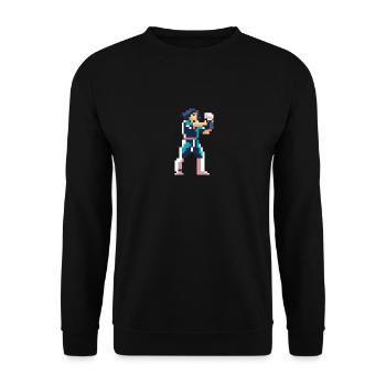 PixelArt, Fighter - Unisex Sweatshirt - black - Front - Alina (178cm) & Michal (187cm)