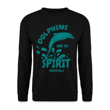 Dolphin dolphin marine animal sea gift - Unisex Sweatshirt - black - Front - Alina (178cm) & Michal (187cm)