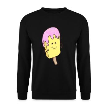 Eis Sommer Eisdiele Eiskrem Fantasy Comic Cartoon - Unisex Pullover - Schwarz - Vorne - Alina (178cm) & Michal (187cm)