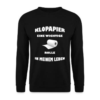 Klopapier eine wichtige Rolle in meinem Leben - Unisex Pullover - Schwarz - Vorne - Alina (178cm) & Michal (187cm)
