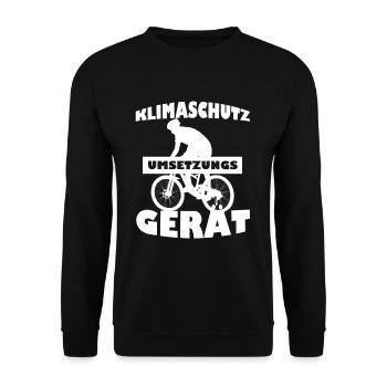 Klimaschutz Fahrrad lustig Umwelt Idee - Unisex Pullover - Schwarz - Vorne - Alina (178cm) & Michal (187cm)