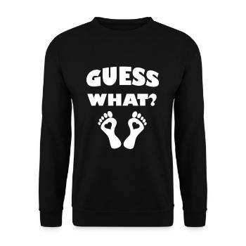 Guess What Pregnancy Announcement For Women Mom - Unisex Pullover - Schwarz - Vorne - Alina (178cm) & Michal (187cm)