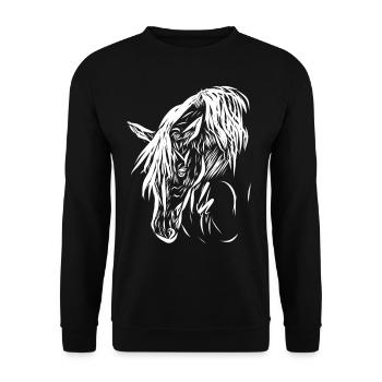 Pferd - Unisex Pullover - Schwarz - Vorne - Alina (178cm) & Michal (187cm)