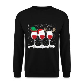 Weihnachten Weine Christmas Wines - Unisex Pullover - Schwarz - Vorne - Alina (178cm) & Michal (187cm)