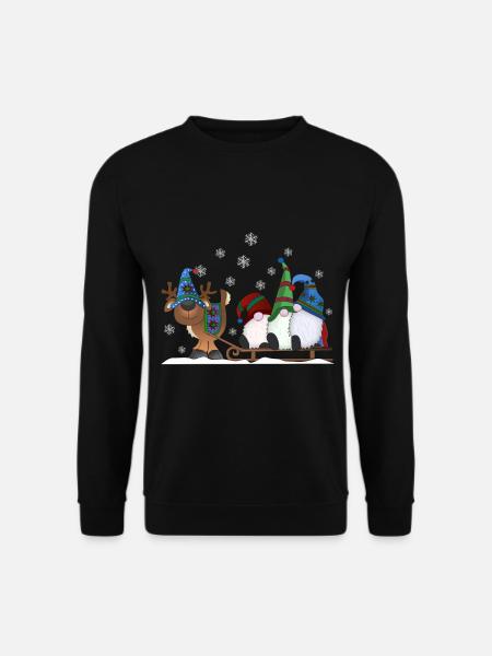 Gnomes de Noël avec traîneau de rennes - Sweat-shirt Unisexe - noir