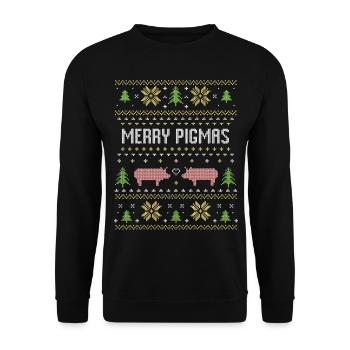 Christmas farmer pink pig farmer gift - Unisex Sweatshirt - black - Front - Alina (178cm) & Michal (187cm)