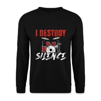 Drums Music Drum'n'bass Drumset Cymbals Rock - Unisex Sweatshirt - black - Front - Alina (178cm) & Michal (187cm)
