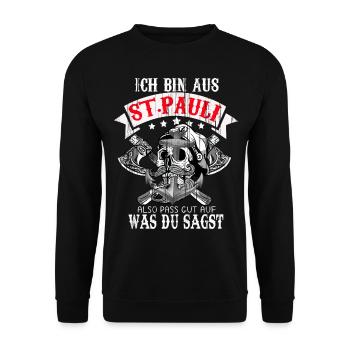 St.Pauli Reeperbahn Hamburg Sankt Paulianer - Unisex Pullover - Schwarz - Vorne - Alina (178cm) & Michal (187cm)
