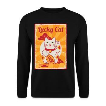 Japanese lucky cat - Unisex Sweatshirt - black - Front - Alina (178cm) & Michal (187cm)
