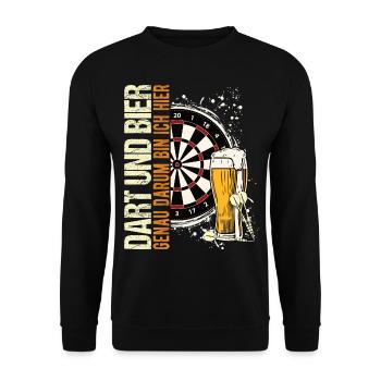 Dart 180 darten Darts Bier Kneipe Darter Dartsport - Unisex Pullover - Schwarz - Vorne - Alina (178cm) & Michal (187cm)
