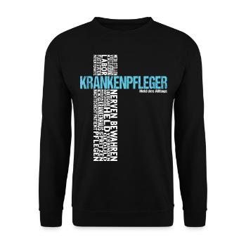 Krankenpfleger Krankenhaus Pfleger Geschenkidee - Unisex Pullover - Schwarz - Vorne - Alina (178cm) & Michal (187cm)