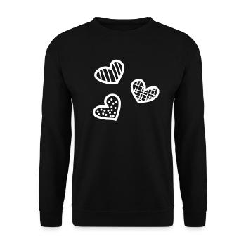 three hearts - Unisex Sweatshirt - black - Front - Alina (178cm) & Michal (187cm)