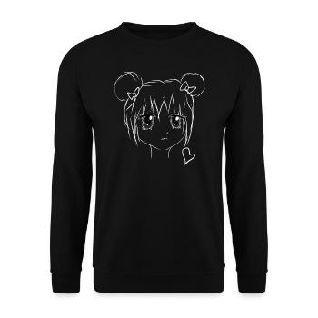 Manga Anime Mädchen - Unisex Pullover - Schwarz - Vorne - Alina (178cm) & Michal (187cm)