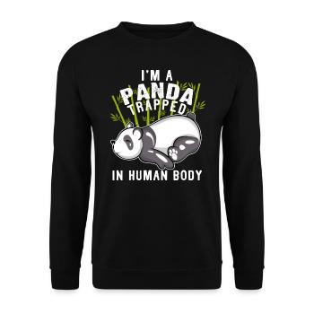 Panda Trapped Human Body Chill Sleepy - Unisex Sweatshirt - black - Front - Alina (178cm) & Michal (187cm)