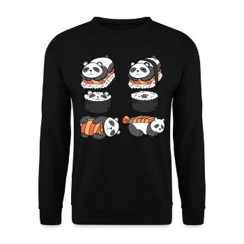 Sushi Roll Panda Nigiri Sashimi Japan - Unisex Pullover - Schwarz - Vorne - Alina (178cm) & Michal (187cm)