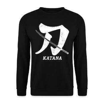 Katana Symbol Schwert Samurai - Unisex Pullover - Schwarz - Vorne - Alina (178cm) & Michal (187cm)