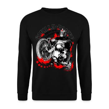 Gorilla Biker- Biker aus Leidenschaft - Unisex Pullover - Schwarz - Vorne - Alina (178cm) & Michal (187cm)