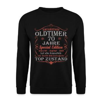 70. Geburtstag Mann 70 Jahre - Unisex Pullover - Schwarz - Vorne - Alina (178cm) & Michal (187cm)