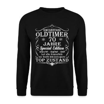 70. Geburtstag Mann 70 Jahre - Unisex Pullover - Schwarz - Vorne - Alina (178cm) & Michal (187cm)