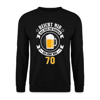 70. Geburtstag Mann 70 Jahre Geschenk - Unisex Pullover - Schwarz - Vorne - Alina (178cm) & Michal (187cm)