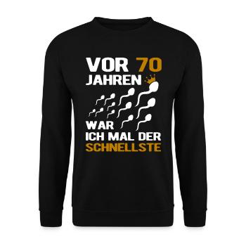 70. Geburtstag Mann 70 Jahre Geschenk - Unisex Pullover - Schwarz - Vorne - Alina (178cm) & Michal (187cm)