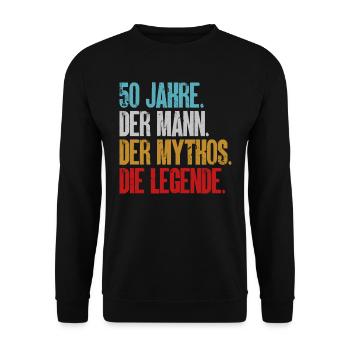 50. Geburtstag Mann Männer 50 Jahre Geschenk - Unisex Pullover - Schwarz - Vorne - Alina (178cm) & Michal (187cm)
