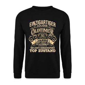 50. Geburtstag Mann Männer 50 Jahre Geschenk - Unisex Pullover - Schwarz - Vorne - Alina (178cm) & Michal (187cm)