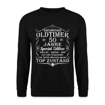 50. Geburtstag Mann Männer 50 Jahre Geschenk - Unisex Pullover - Schwarz - Vorne - Alina (178cm) & Michal (187cm)