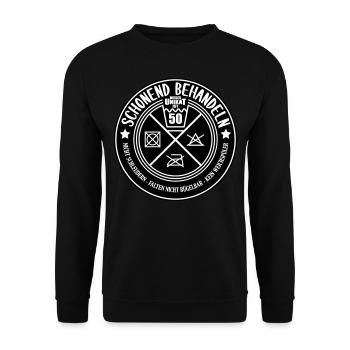 Farben änderbar Schonend Behandeln 50. Geburtstag - Unisex Pullover - Schwarz - Vorne - Alina (178cm) & Michal (187cm)
