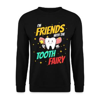 Zahnarzt Zahnarzthelferin Zahnfee I Geschenk - Unisex Pullover - Schwarz - Vorne - Alina (178cm) & Michal (187cm)